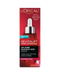 L'Oreal Paris Revitalift 10% Pure Glycolic Acid Face Serum, Visibly Evens Tone & Reduce Wrinkles, Fragrance Free 1.0 fl oz (30ml)