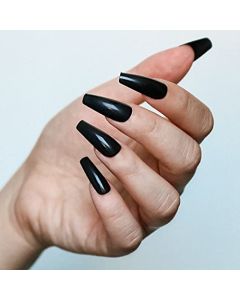 Black Tapered Midi Long Coffin Press on Nails