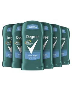 Degree Men Antiperspirant Deodorant 48-Hour Odor Protection Cool Rush Mens Deodorant Stick 2.7 oz, Pack of 6