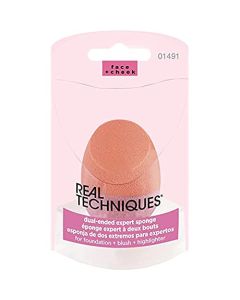 Real Techniques Latex Free Polyurethane Foam Multi Purpose Round Bottom Makeup Sponges Ideal for Blending (Packaging May Vary) Dual-ended Expert Sponge, 1 Count