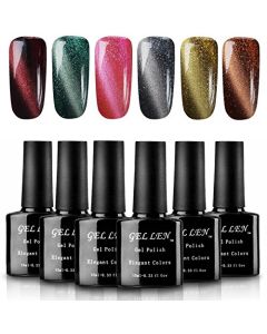 Gellen Gel Nail Polish Kit - 3D Cat Eye Gel Polish, Shimmers Vibrant Nail Polish, Trendy Nail Art Magnetic Gel Nail Polish Set