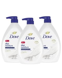 Dove Body Wash with Pump with Skin Natural Nourishers for Instantly Soft Skin and Lasting Nourishment Deep Moisture Cleanser Effectively Washes Away Bacteria While Nourishing Your Skin 34 oz 3 Count
