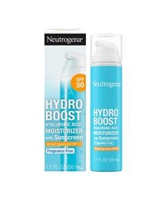 Neutrogena Hydro Boost Hyaluronic Acid Facial Moisturizer with Broad Spectrum SPF 50 Sunscreen, Daily Water Gel Face Moisturizer to Hydrate & Soothe Dry Skin, Fragrance-Free, 1.7 fl. oz