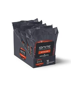 Ignite Mens Body Wet Wipes, Extra Thick 8" x 8" Shower Wipes, Revitalizing Scent, 10 Count (Pack of 5)
