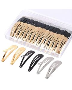 60 Pcs Snap Hair Clips with Storage Box, 2 Inch No Slip Metal Hair Clips Barrettes for Styling, Hair Pins Accessories for Toddlers, Girls, Kids, Teens, Women(Gold, Silver, Black)