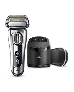 Braun Electric Razor for Men Foil Shaver with Precision Beard Trimmer, Rechargeable, Wet & Dry, Clean & Charge Station and Leather Travel Case, 6 Piece Set