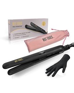 Hot Tools Pro Signature Ceramic + Tourmaline Flat Iron for Sleek Results, 1 Inch Plates