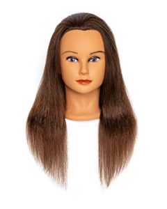 Headdoll Mannequin Head with Hair 20" Mannequin Head With 100% Human Hair Cosmetology Manican Heads with Stand for Display Practice Braiding Styling Training Head Hair Styling