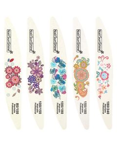 iFancer 5 PCS Nail File Set Printing Pattern Nail Files Buffers Kit Natural Acrylic Nails Dual Sides Emery Board Washable Professional Nail Files 80 100 150 180 240 Grit Coarse Nail Files Tools