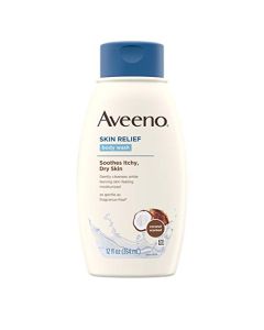 Aveeno Skin Relief Body Wash with Coconut Scent & Soothing Oat, Gentle Soap-Free Body Cleanser for Dry, Itchy & Sensitive Skin, Dye-Free & Allergy-Tested, 12 fl. oz