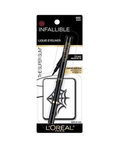 L'Oréal Paris L'Oreal Cosmetics Makeup Infallible Super Slim Liquid Eyeliner With Limited Edition Easy To Use Witch Eye Stencil Black, Halloween kit, 1 Count