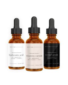 Blackstone Facial Serum Set - Vitamin-C, Retinol, Hyaluronic Acid (3 Pack) for Day and Night Beauty Regimen - All Natural and Moisturizing