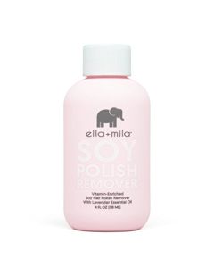 ella+mila Soy Nail Polish Remover Non-Acetone Nail Polish Remover - Non-Toxic Fingernail Polish Remover - Enriched with Lavender Essential Oil & Vitamins A,C & E (4 fl oz)