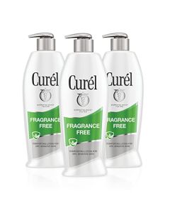 Curel Fragrance Free Body Lotion, Unscented Dry Skin Moisturizer for Sensitive Skin, with Advanced Ceramide Complex, Repairs Moisture Barrier, 13 Ounce (Pack of 3)