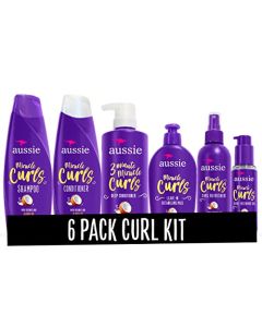 Aussie Miracle Curls Collection: Shampoo, Conditioner, Deep Conditioner, Spray Gel, Detangling Milk, and Oil Hair Treatment (6 Piece Set)