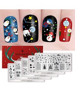 BORN PRETTY Stamping Plates Set Heart Love Valentine's Day Spring Summer Flowers Leaves Marble Butterfly Nail Stamping Plate Nail Stamp Image Plate Manicuring Series 12PCS