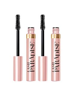 L'Oreal Paris Voluminous Makeup Lash Paradise Mascara, Voluptuous Volume, Intense Length, Feathery Soft Full Lashes, No Flaking, No Smudging, No Clumping, Black Brown, 2 Count, Packaging May Vary