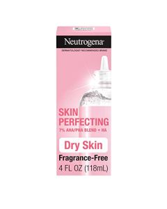 Neutrogena Skin Perfecting Daily Liquid Facial Exfoliant with 7% AHA/PHA Blend + HA to Smooth, Exfoliate & Replenish Dry Skin, Leave-On Face Exfoliator, Oil- & Fragrance-Free, 4 fl. oz