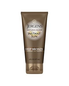 Jergens Natural Glow Instant Sun Self Tanner Lotion + Bronzer, Sunless Tanning Deep Bronze for a Natural-Looking Tan, 6 Ounce