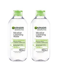 Garnier SkinActive Micellar Water for Oily Skin, Facial Cleanser & Makeup Remover, 13.5 Fl Oz (400mL) 2 Count (Packaging May Vary)