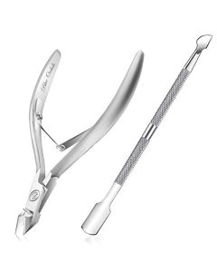 Cuticle Trimmer with Cuticle Pusher - Cuticle Remover Cuticle Nipper Professional Stainless Steel Cuticle Cutter Clipper Durable Pedicure Manicure Tools for Fingernails and Toenails