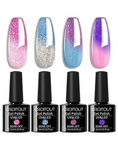 Gel Nail Polish Set,Color Changing Thermal Gel,Chameleon Gel,UV Gel Soak Off Nail Art Pastel Gel Kit -1