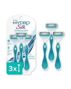 Schick Hydro Silk Razor Disposable Razors for Women with Moisturizing Serum, Basic Pack 3 Count