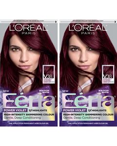 L'Oreal Paris Feria Multi-Faceted Shimmering Permanent Hair Color Hair Dye, V38 Violet Noir (Pack of 2)