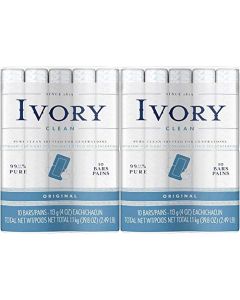 Ivory Clean Original Bar Soap, 4 Ounce, 10 Count (Pack of 2) Total 20 Bars