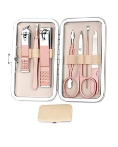 Manicure Set for Women, Manicure Set Essential 8-Piece Set Fashion Professional Stainless Steel Nail Clippers Pedicure Kit Grooming Tools for Girls(Pink)
