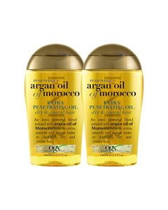 OGX Set of 2 Extra Strength Renewing + Argan Oil of Morocco Penetrating Hair Oil Treatment, Deep Moisturizing Serum for Dry, Damaged & Coarse Hair, Paraben-Free, Sulfated-Surfactants Free, 3.3 Fl Oz