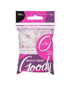 Goody Ouchless Womens Polyband Elastic Hair Tie - 150 Count, Clear - Fine Hair - Hair Accessories to Style With Ease and Keep Your Hair Secured - Perfect for Fun and Unique Hairstyles - Pain-Free