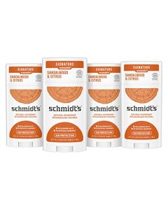 Schmidt's Aluminum Free Natural Deodorant for Women and Men, Sandalwood and Citrus with 24 Hour Odor Protection, Vegan and Cruelty Free, 2.65 oz, Pack of 4