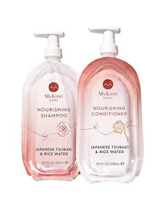Shampoo & Conditioner Set by MyKirei By Kao, Japanese Tsubaki & Rice Water for Hair, Sustainable Bottles, 10.1 Ounces Each
