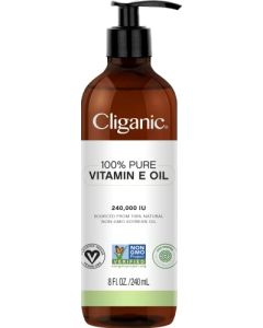 Cliganic 100% Pure Vitamin E Oil for Skin, Hair & Face 240,000 IU (8oz), Non-GMO Verified | Natural D-Alpha Tocopherol