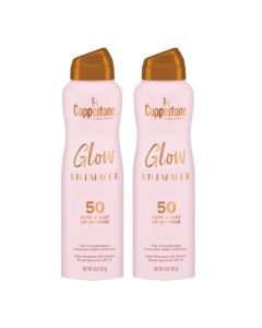 Coppertone Glow with Shimmer Sunscreen Spray SPF 50, Water Resistant Spray Sunscreen, Broad Spectrum SPF 50 Sunscreen Pack, 5 Oz Spray, Pack of 2