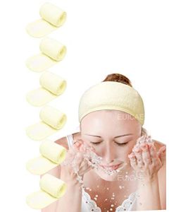 EUICAE Spa Headband Hair Wrap Sweat Headband Head Wrap Hair Towel Wrap Non-slip Stretchable Washable Makeup Headband for Face Wash Facial Treatment Sport Fits All Yellow (Yellow)