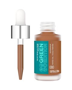 Maybelline New York Green Edition Superdrop Tinted Oil Base Makeup, Adjustable Natural Coverage Foundation Formulated With Jojoba & Marula Oil, 80, 1 Count