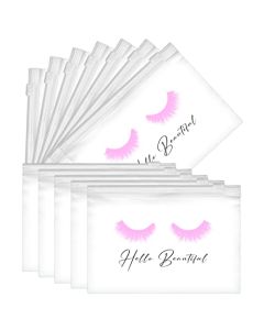 BRAWNA 60 Pck Lash Aftercare Bag - Lash Bag for Clients - Microblading Bags - Lipstick Travel Pouch - Lash Extension Accessories - Eyelash Extension Supplies Kit - Size 6x4 in - Pink