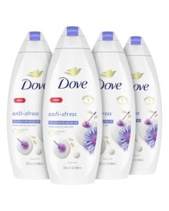 Dove Moisturizing Body Wash Sulphate Free Body Wash Moisturizes to Calm Skin Anti-Stress Body Cleanser with Blue Chamomile and oat milk scent 22oz 4 Count