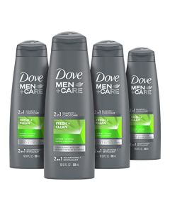 Dove Men+Care Fortifying 2-in-1 Shampoo and Conditioner Fresh and Clean with Caffeine 4 Count For Everyday Care Helps Strengthen and Nourish Hair 12 oz