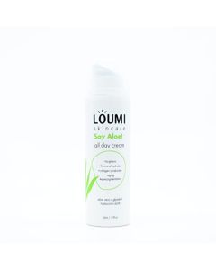 LOUMI Skincare Lightweight Hydrating Aloe Face Cream, Aloe Vera, Algae, And Hyaluronic Acid, Soften And Brighten Skin, Made In The US
