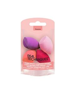 Real Techniques Mini Miracle Complexion Sponge Makeup Blender, Beauty Sponge For Touch Ups, Professional Makeup Tool, Cruelty Free, Latex Free, Perfect For Travel or On The Go, 4 Count