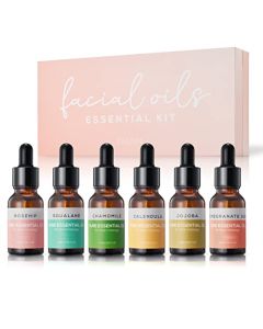 BRÜUN Pure Essential Oils Set for Jade Roller and Gua Sha – A Pack of 6 Organic Face Massage Oils including Chamomile, Calendula, Squalane, Rosehip, Pomegranate seed and Jojoba