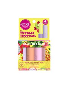 eos FlavorLab Super Soft Shea Lip Balm Sticks - Totally Tropical Variety Pack | Lip Moisturizer | 24 Hour Hydration | Gluten Free Lip Care| 4 Pack,Dragonfruit