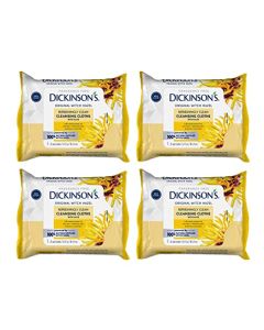 Dickinson's Original Witch Hazel Refreshingly Clean Cleansing Cloths with Aloe, 4 Pack, 25 Cloths per Pack