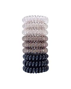 AHENOD 9Pcs Spiral Hair Ties No Crease, Coil Hair Ties, Phone Cord Hair Ties, Women Ponytail Holder Elastics, Black (Multi-colored)