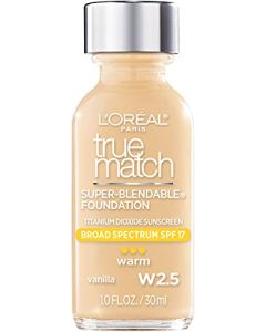 L'Oreal Paris Makeup True Match Super-Blendable Liquid Foundation, Vanilla W2.5, 1 Fl Oz,1 Count
