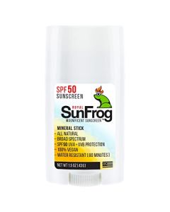 Royal SunFrog | All Natural SPF-50 Sunscreen Mineral Stick | 100% Vegan, Broad Spectrum UVA + UVB, Roll On Sunscreen Stick for Face & Body (1.5oz/43g)