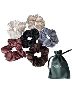 Cute Satin Pillow Scrunchies, Hair Scrunchies for Frizz and Breakage Prevention,Hair Accessories, Satin Scrunchie sruchies for Gentle Style Preservation, Sleep and Night Scrunchie with Satin Storage Bag, 6 Pack